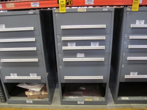 STANLEY VIDMAR HEAVY DUTY 5-DRAWER PARTS CABINET W/ CONTENTS (W-50) LOADING & HANDLING FEE $25-